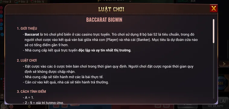 Baccarat BigWin Tại BomWin Sân Chơi Bài Đỉnh Cao Cho Những Cao Thủ Săn Thưởng