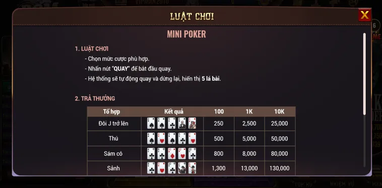 Slot Game Mini Poker Tại BomWin Đấu Trường Bài Cào Chiến Thuật Đỉnh Cao
