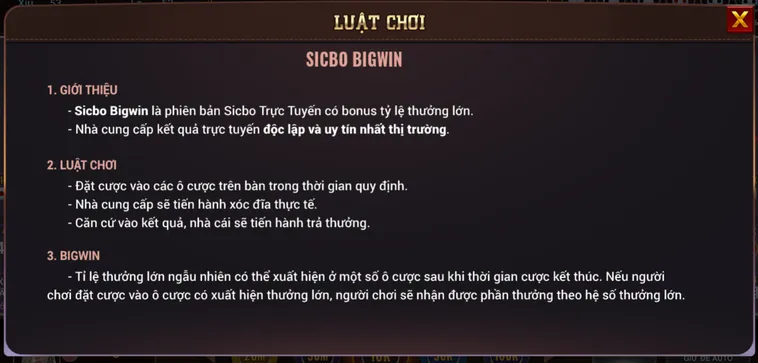 Khám Phá Siêu Phẩm Sicbo BigWin Tại BomWin Với Phần Thưởng Đẳng Cấp Nhất